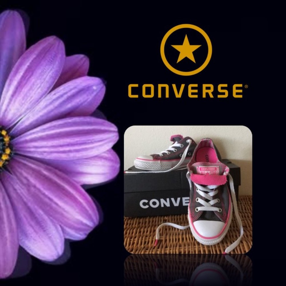Double Tongue Grey/Pink Converse (Kids)